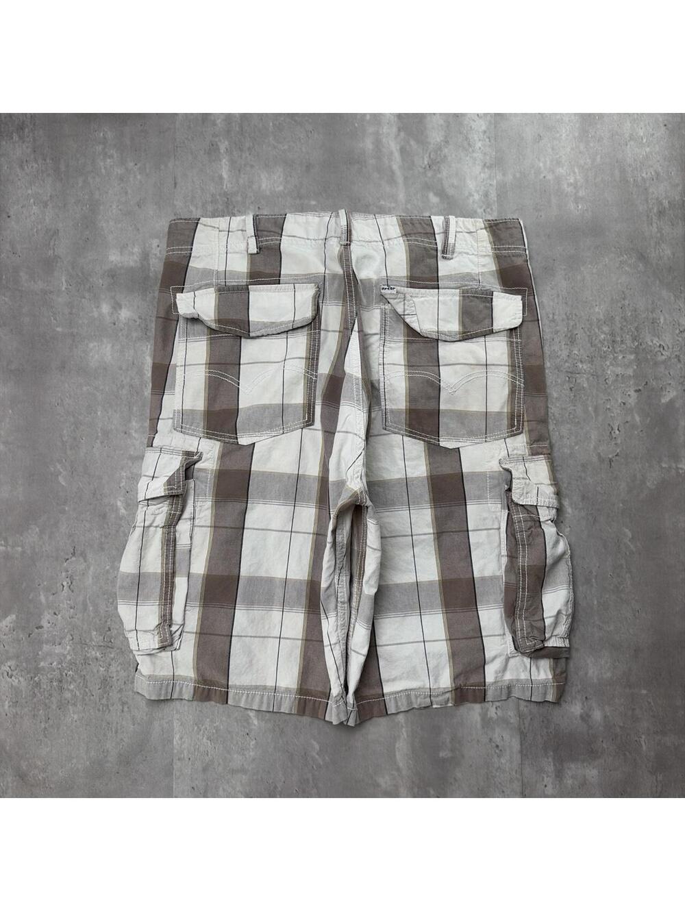 Y2K Beige Levi’s Grunge Plaid Baggy Skater Cargo Shorts